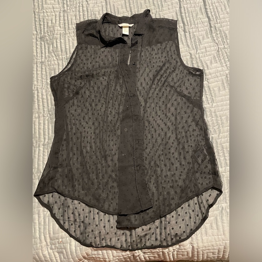 See-thru Sleeveless Elegant Ladies Work Top (Pair with soft blouse underneath)
